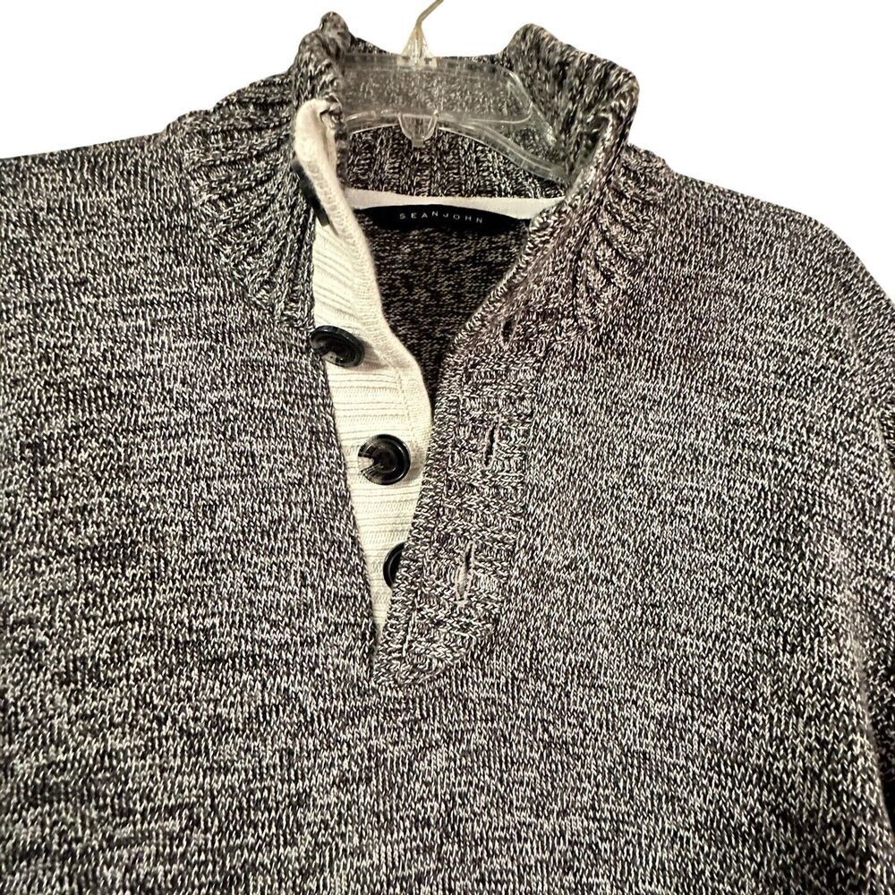 Sean John Men's Knitted Pullover Sweater Size XL 100% Cotton Henley Casual Puffy - Picture 5 of 16